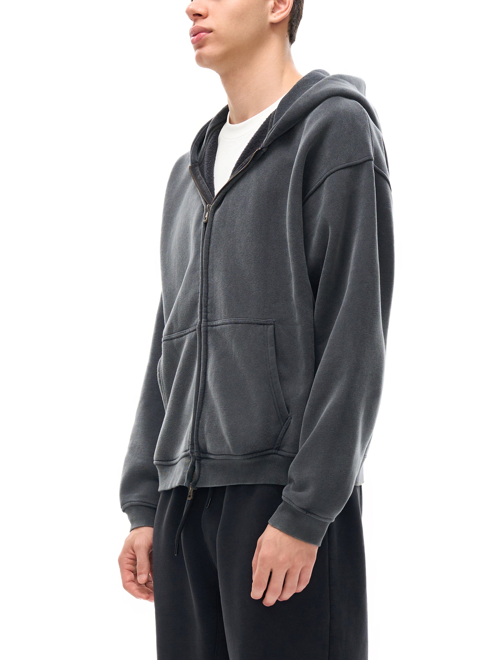 Zip-Through Boxy Fleece Hoodie